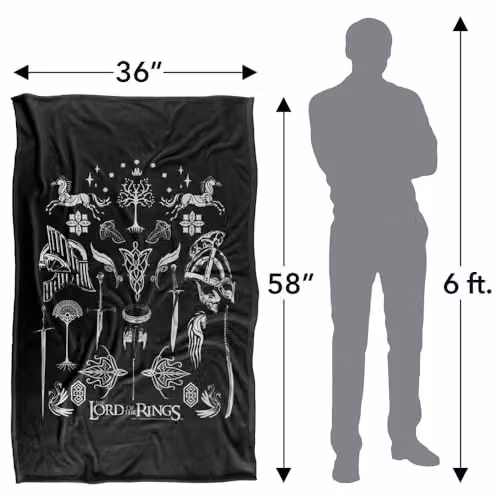 Warner Bros. Lord of the Rings Icons Silky Touch Super Soft Fleece Throw Blanket, Multicolour – 4