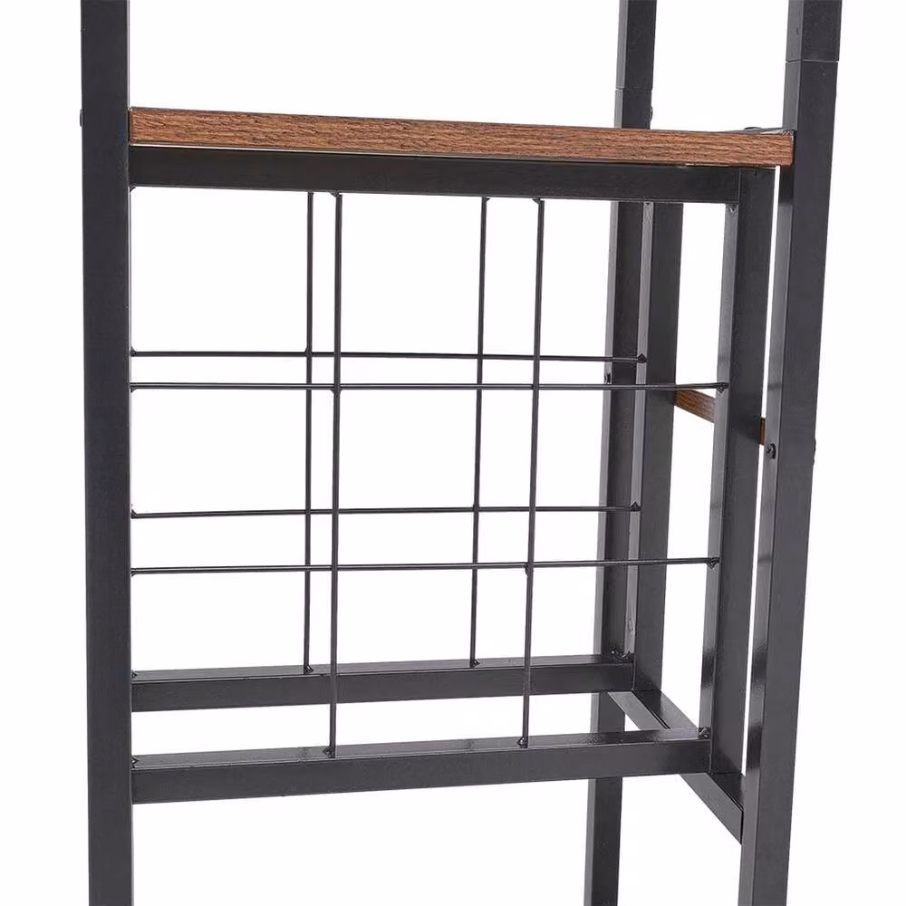 VOGREX 5-Tier Industrial Wine Rack and Glass Holder Storage Display Shelf in Black and Multicolour – 3