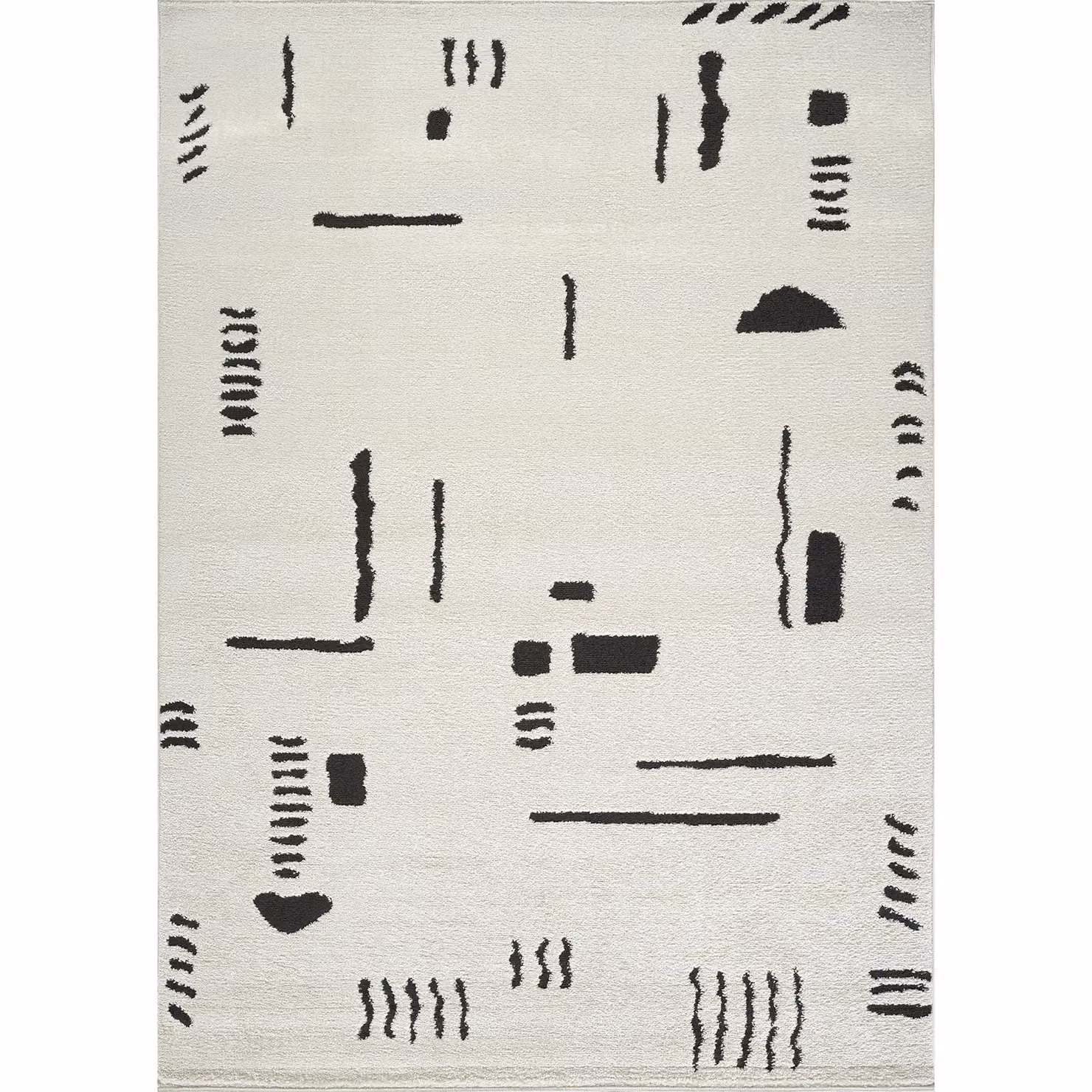 Livabliss Freud Modern Abstract High Pile Rug in Black and White, W: 160 cm, D: 215 cm – 2