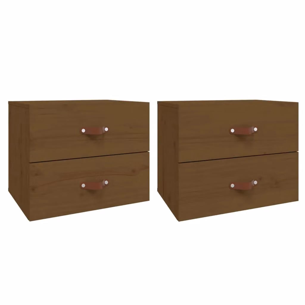 Berkfield Home Wall-mounted Bedside Cabinets, 2 Piece Set, Honey Brown, W: 50 cm, D: 36 cm, H: 40 cm – 2