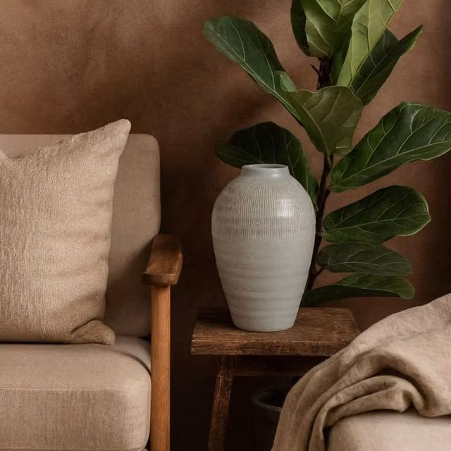 Wyld Haus Terravine Olpe Ceramic Vase, White, H: 30 cm, W: 21 cm, D: 21 cm – 1