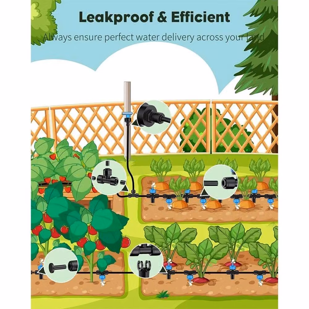 FLAVORA Automatic Drip Irrigation Watering System for Plants and Lawns, Black, 30m – 3