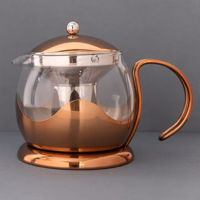 La Cafetiere Le Teapot Glass Loose Leaf Teapot with Infuser in Bronze/Copper
