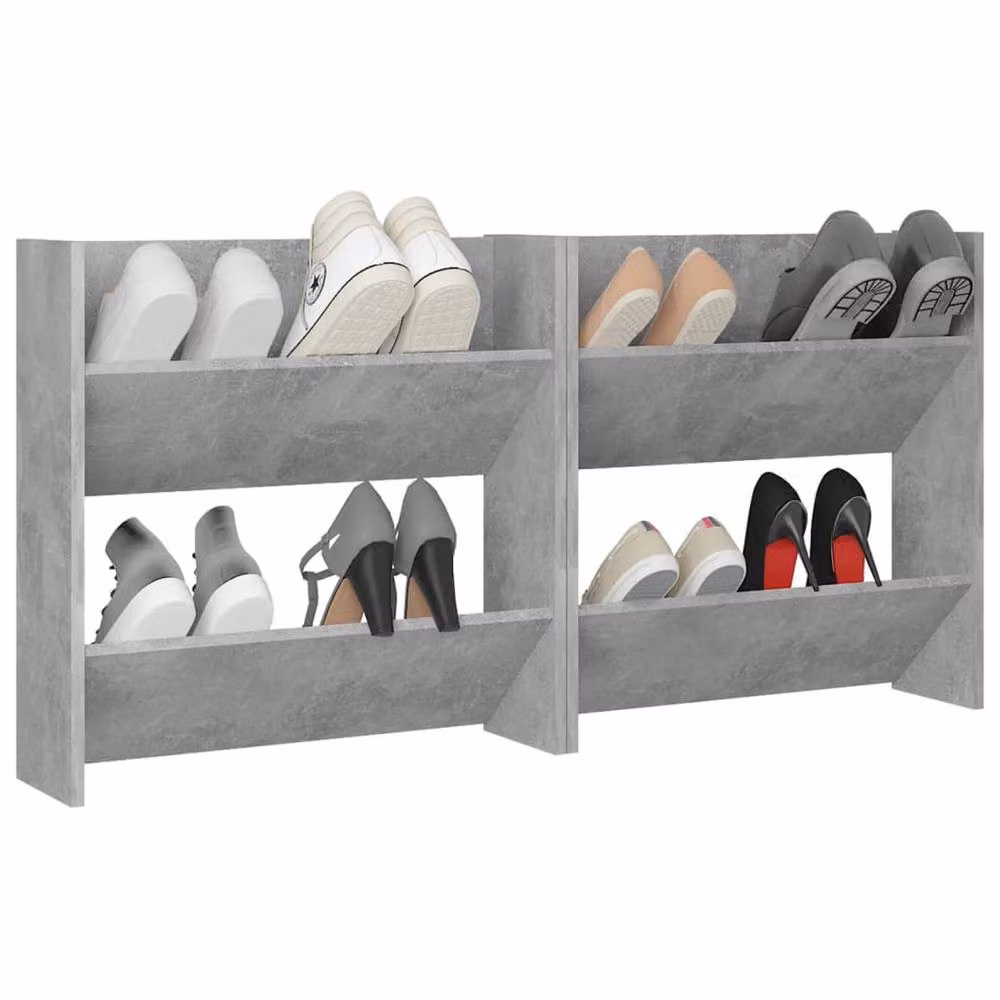 Berkfield Home Set of 2 Wall Mounted Shoe Cabinets in Concrete Grey, W/D/H: 60 x 18 x 60 cm – 3