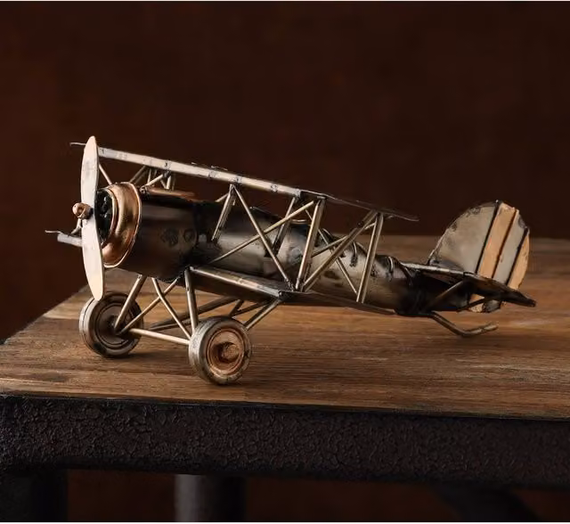 Harvey Makin Vintage Metal Plane Ornament in Bronze and Copper