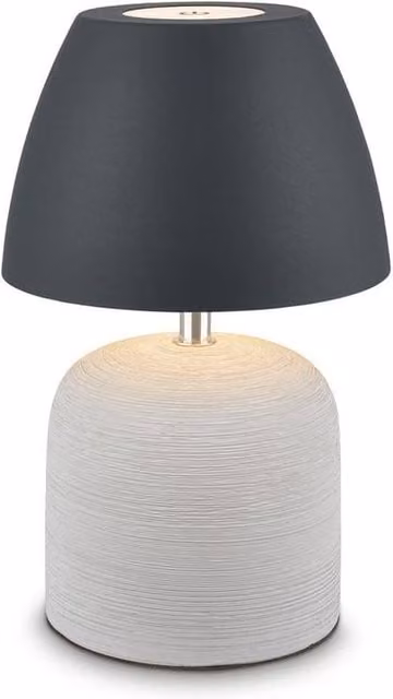 Briloner Rechargeable LED Table Lamp with Ceramic Base, Dimmable Touch Control, IP44 Outdoor Use, Grey-Anthracite, H 22 cm x W 13.5 cm x D 13.5 cm