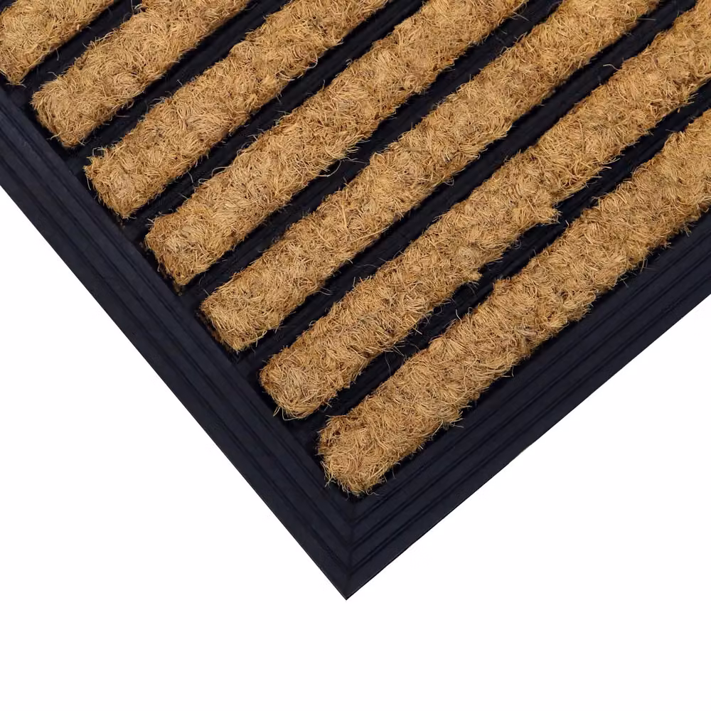 JVL Tuffscrape Coir and Rubber Backed Entrance Doormat, Brown Striped, W: 40 cm, D: 60 cm – 3
