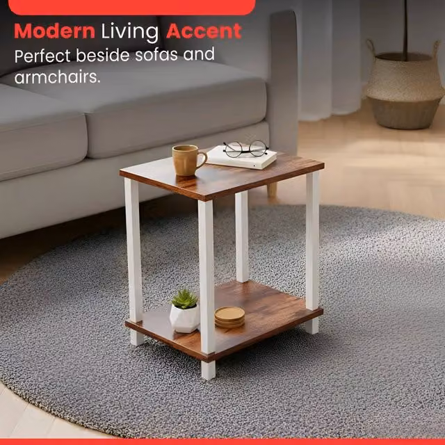KORVIXA Brown Wood Side Table for Bedroom, Living Room or Hallway, W/D/H: 40 x 30 x 48 cm – 1