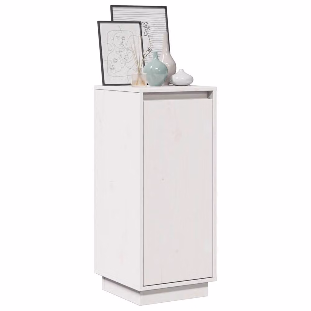 Berkfield Home White Solid Wood Pine Sideboard W/D/H: 31.5 x 34.0 x 75.0 cm – 2