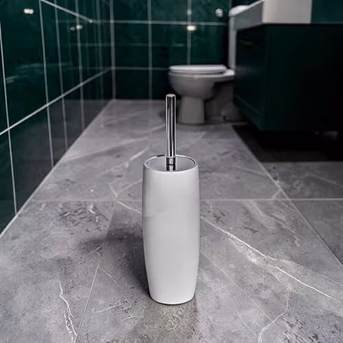 Showerdrape Ripple Textured Toilet Brush and Holder in White – 3