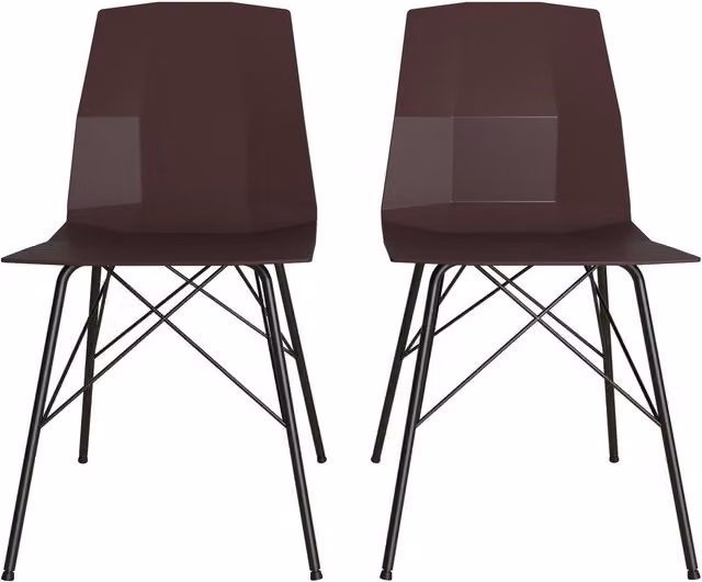 CosmoLiving Modern Geometric Moulded Dining Chair in Red