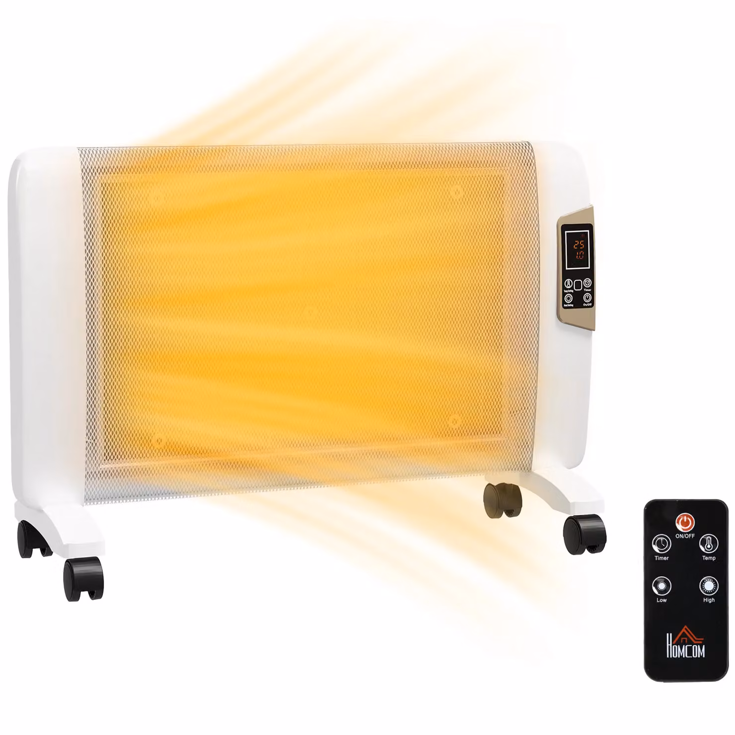 HOMCOM White Mica Electric Convector Space Heater with Remote Control and Thermostat – 2