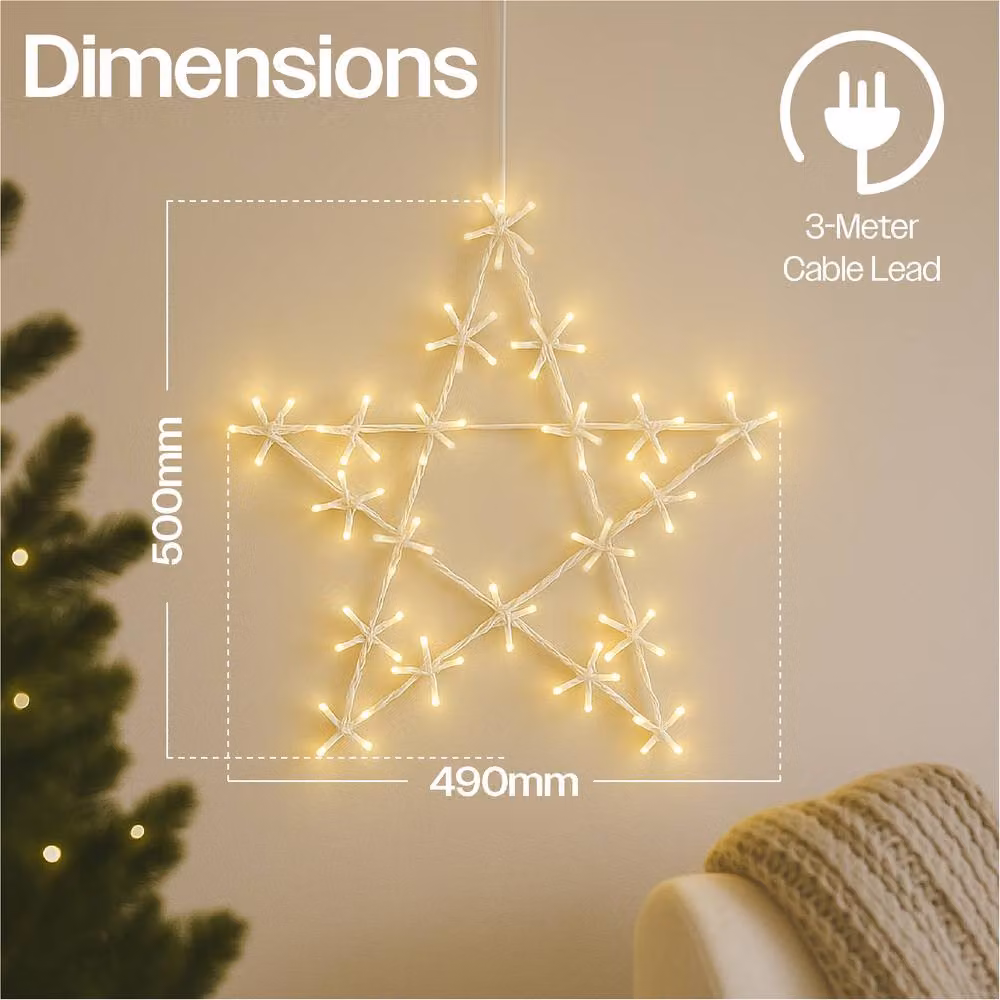 Xmas Haus Warm White LED Metal Star Outdoor Decoration, 50 cm, 3 m Lead – 2