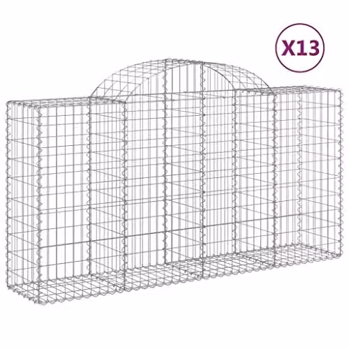 vidaXL Arched Gabion Baskets, 13 Piece Set, Galvanised Steel, W/D/H: 200 x 120 x 50 cm – 2