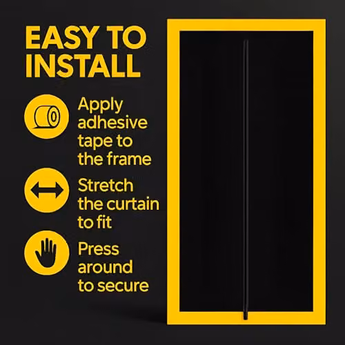 Sola 2-Pack Black Dust-Barrier Doorway Curtains with Double-Sided Zip and Tape-Mount, W/H: 110 x 220 cm – 4