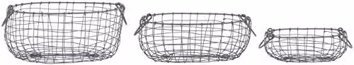 Esschert Fallen Fruits Grey Mesh Oval Wire Garden Baskets, Set of 3
