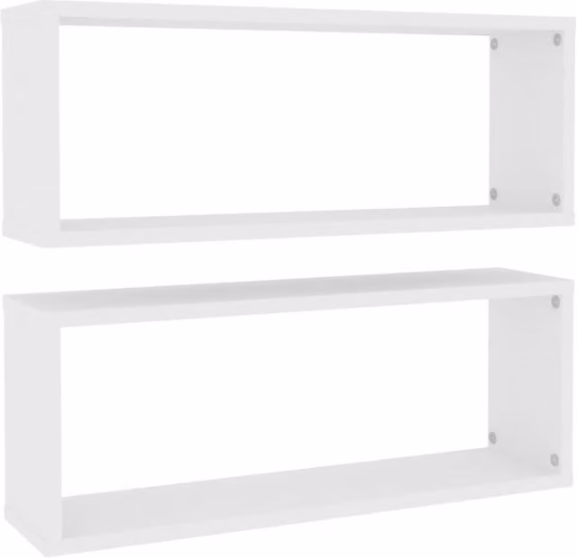 Berkfield Home Wall Mounted Cube Shelf, 2 Pack, White, W/D/H: 60 x 15 x 23 cm