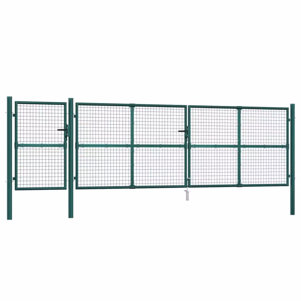 Berkfield Home Green Mesh Galvanised Steel Single Swing Garden Gate, W: 500 cm, H: 175 cm – 2