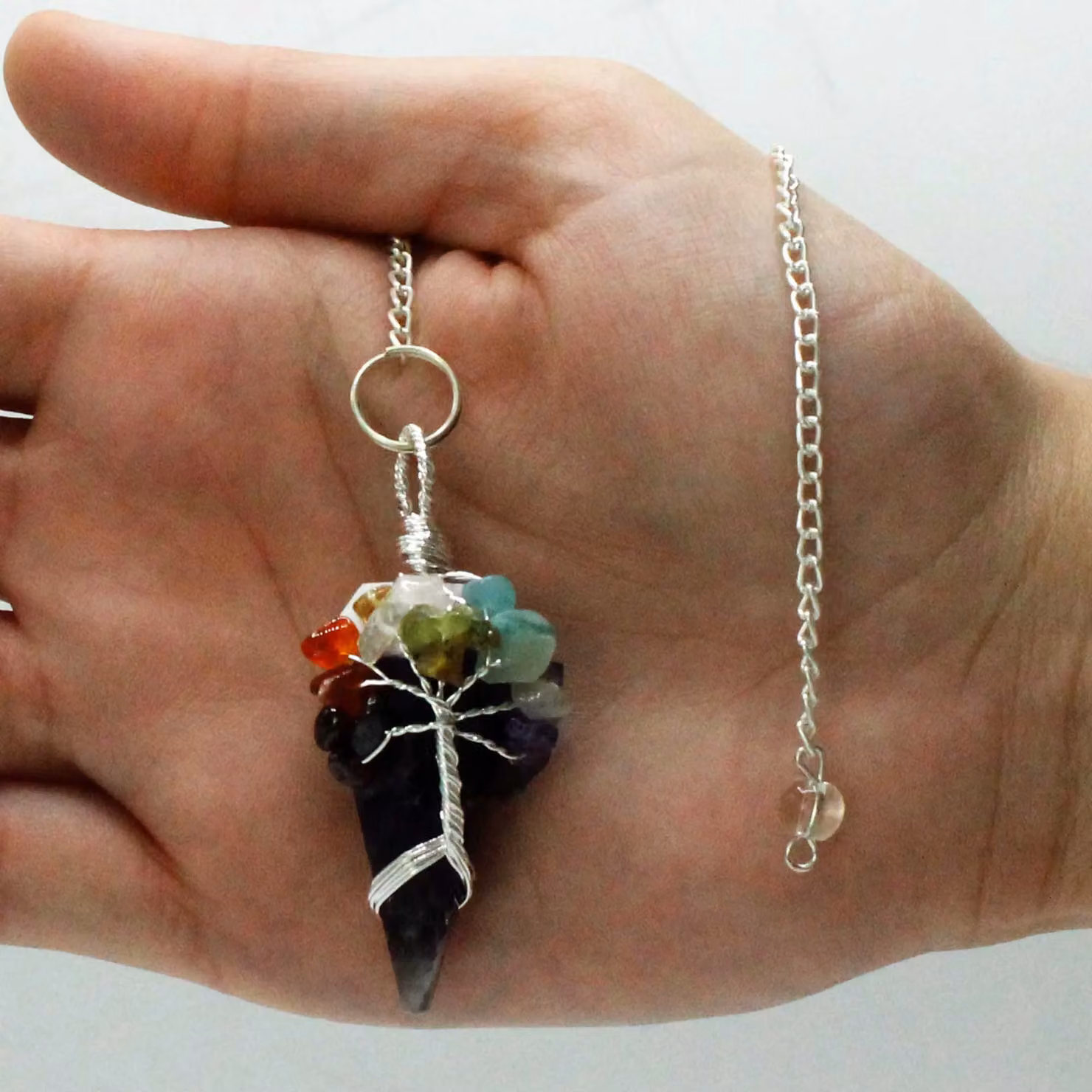 KDMD Magic Pendulum Seven Chakra Amethyst in Purple and Multicolour Stone – 2