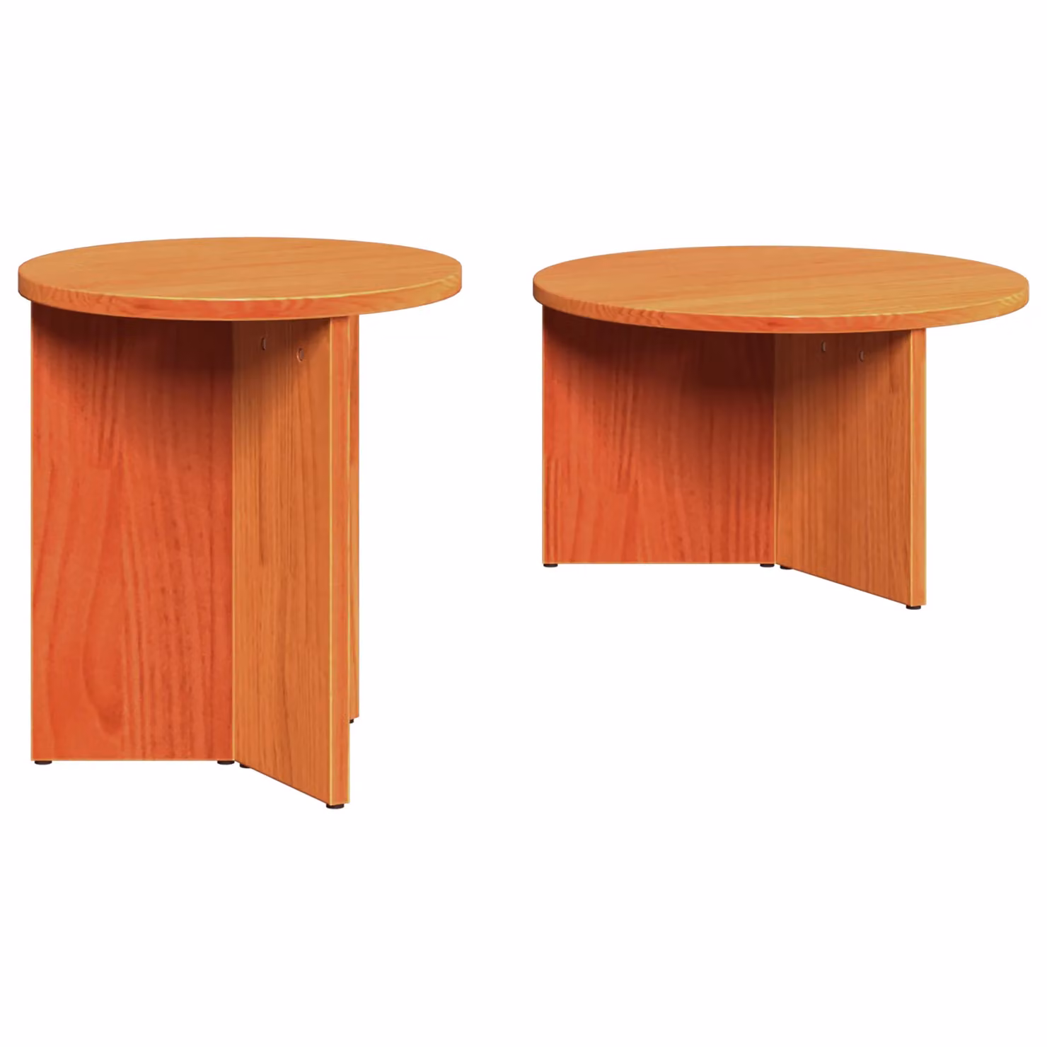 Berkfield Home 2-Piece Round Nested Coffee Table Set in Waxed Brown Solid Pine Wood – 2