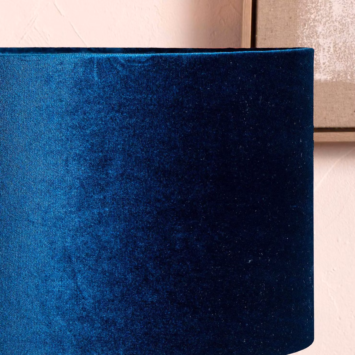 Ruma Blue Velvet Cylinder Lampshade for Table Lamps, Diameter: 35.56 cm – 2