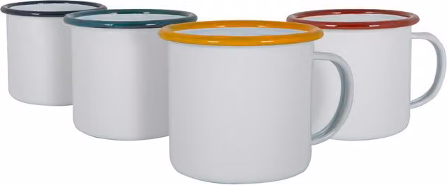 Argon Tableware White Enamel Espresso Cups, 130ml, Multicolour
