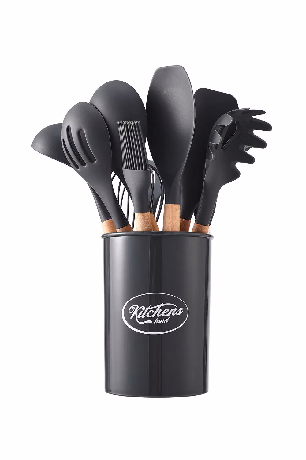 Living and Home 11 Piece Silicone Kitchen Utensil and Nonstick Cookware Set in Dark Grey – 2
