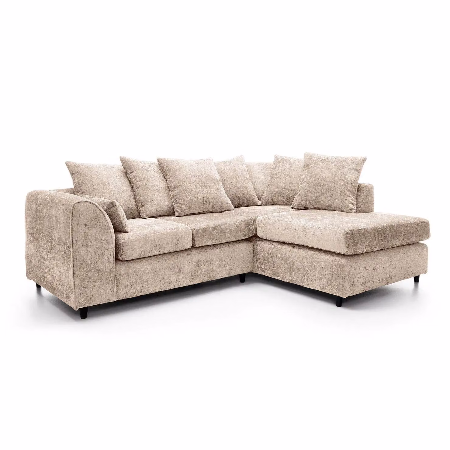 Abakus Direct Harriet Right Facing Corner Sofa in Cream Crushed Chenille Fabric with Scatter Cushions – 2
