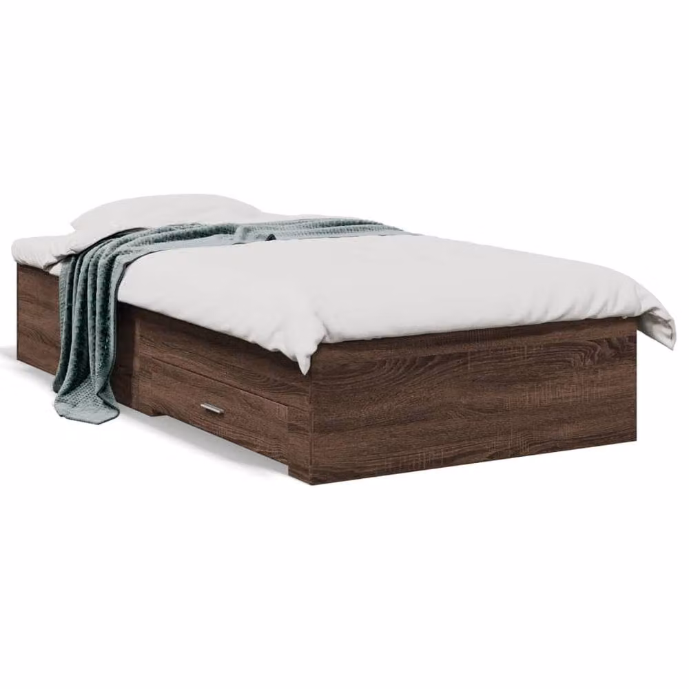 Berkfield Home Modern Small Single Bed Frame with Drawers in Brown Oak – 3