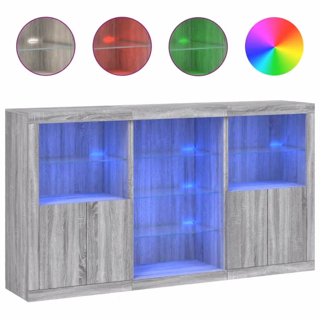 Berkfield Home Modern Sideboard with Integrated LED Lights in Grey Sonoma, W: 181.5 cm, D: 37 cm, H: 100 cm – 2