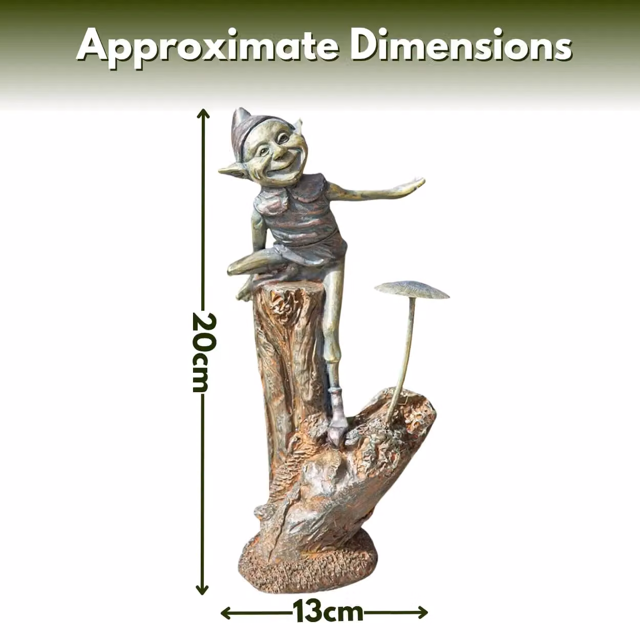 Marco Paul Bronze and Multicolour Resin Elf on Mushroom Garden Ornament, Height: 20 cm – 2