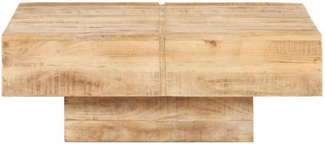 Berkfield Home Square Mango Wood Coffee Table in Beige, W/D/H: 80 x 80 x 28 cm