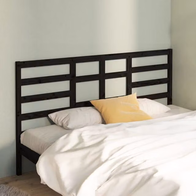 Berkfield Home Black Rustic Solid Wood Pine Bed Headboard, W: 206 cm, D: 4 cm, H: 104 cm