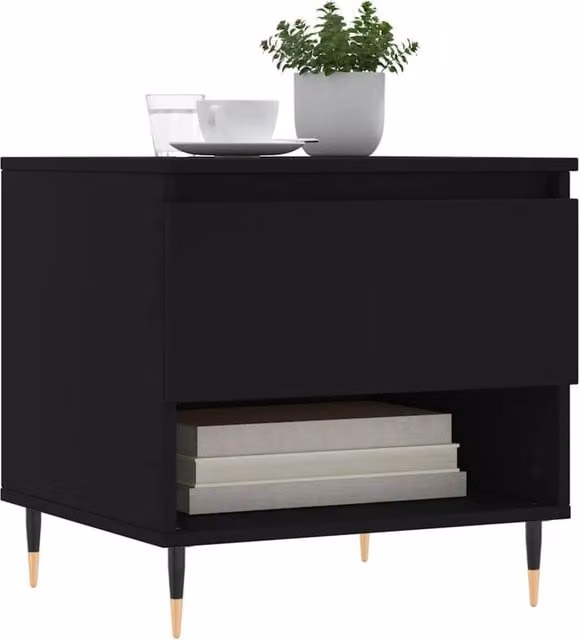 Berkfield Home Modern Black Square Coffee Table W/D/H: 50 x 46 x 50 cm