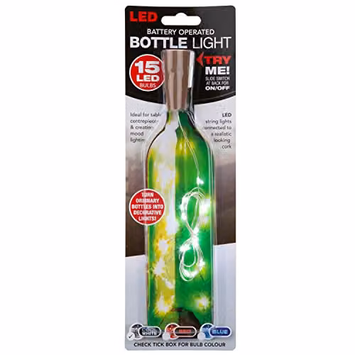 VFM e-Store White Mini LED Bottle Lights with Cork Stopper, 15 Battery Operated LEDs – 3