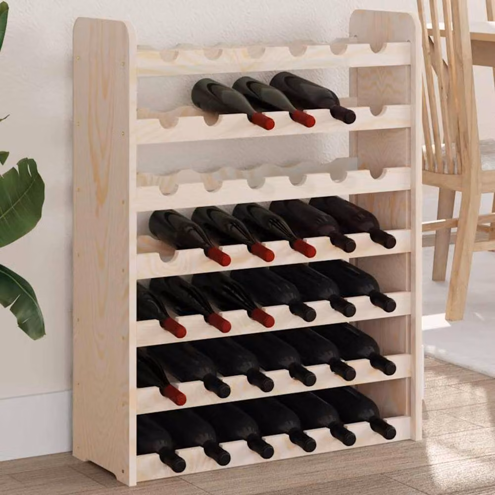 Berkfield Home Beautiful Wine Rack in Natural Solid Pine, W/D/H: 67.5 x 25 x 87 cm – 2