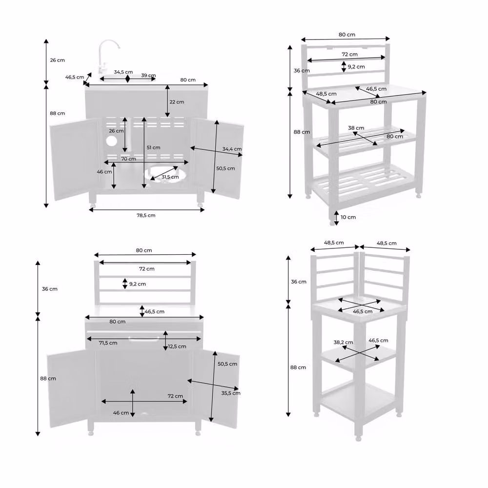 Sweek 4-Module Stainless Steel Outdoor Kitchen in Black, W/D/H: 114.0 x 52.5 x 80.0 cm – 3
