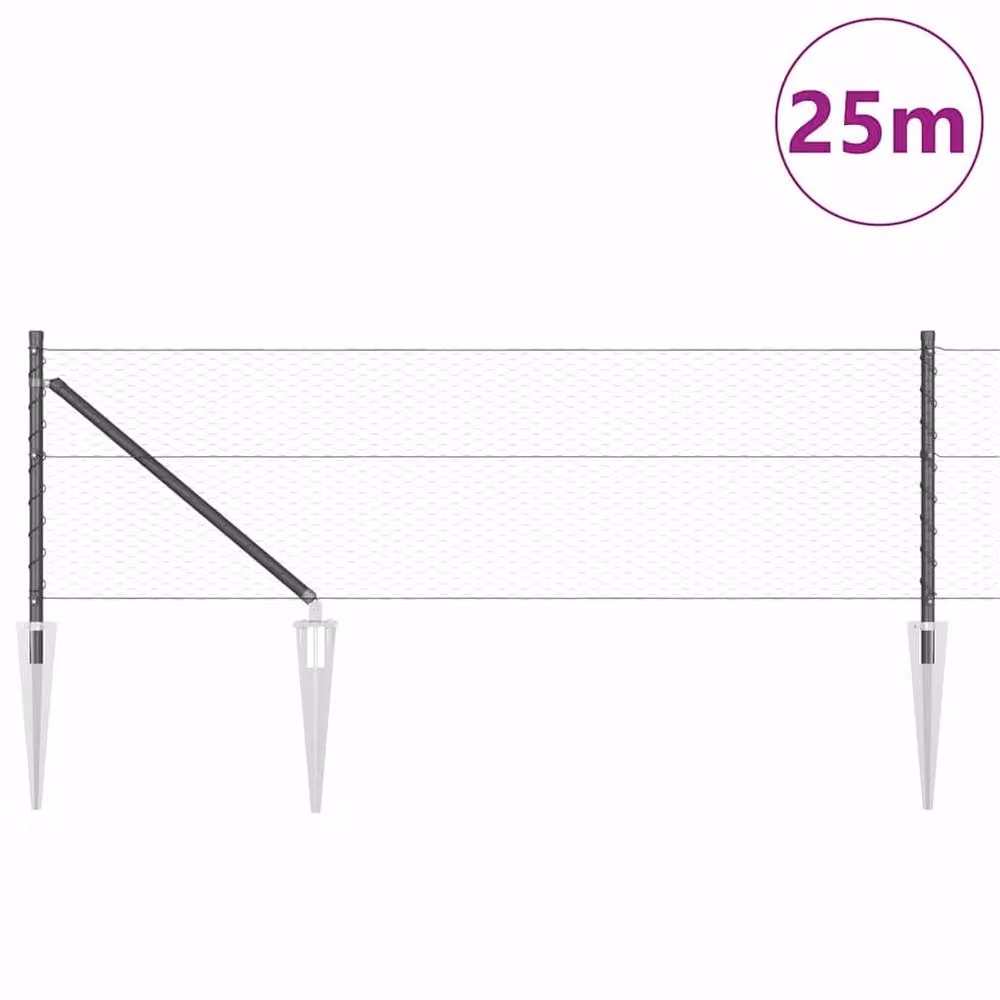 Berkfield Home Grey Steel Hexagon Fence, W: 0.6 m, L: 25 m – 2