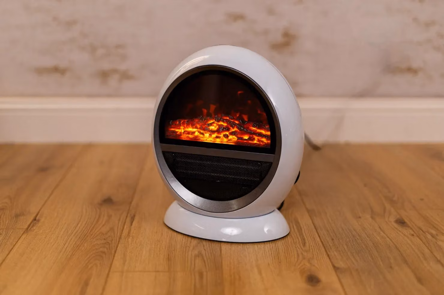 Marco Paul White Freestanding Log Effect Electric Fireplace Heater with Ceramic Finish – 4