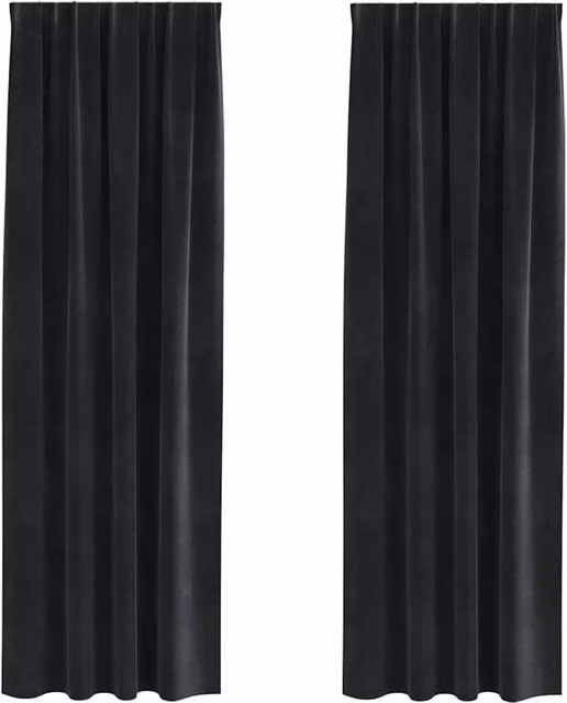 Berkfield Home Blackout Velvet Curtains with Top Tape, 2 Pack, Black, H 225 x W 140 cm
