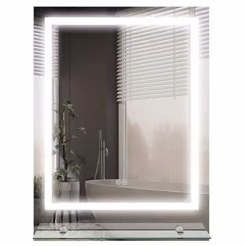 Kleankin Dimmable LED Bathroom Mirror in Silver with Touch Switch and Rectangular Design