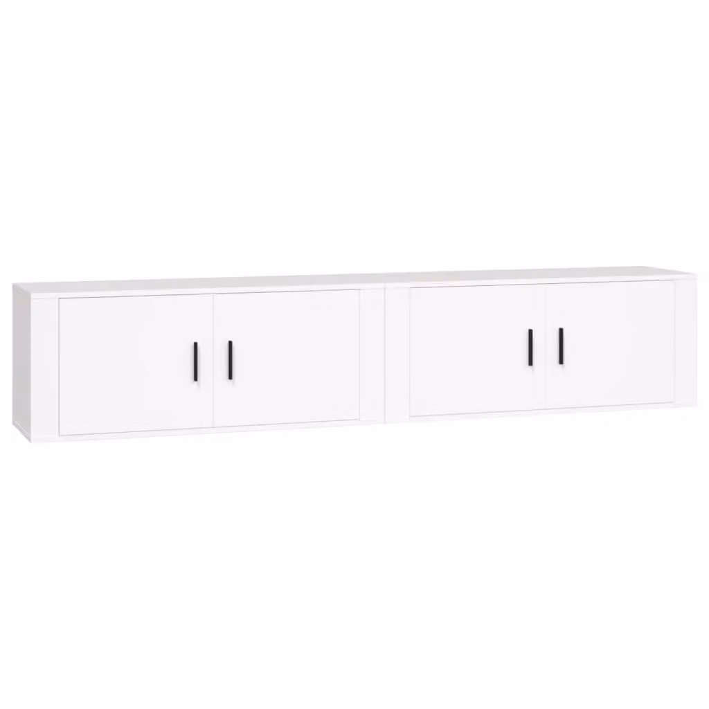 Berkfield Home Set of 2 Classic Wall-mounted TV Cabinets in White, W/D/H: 100 x 34.5 x 40 cm – 2