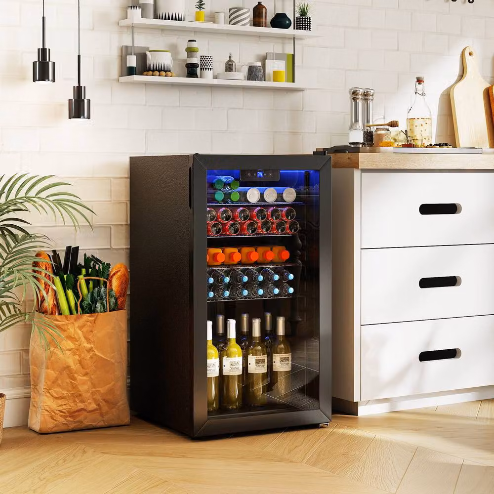 Gymax Mini Fridge Beverage Refrigerator Cooler with Compressor in Black – 3