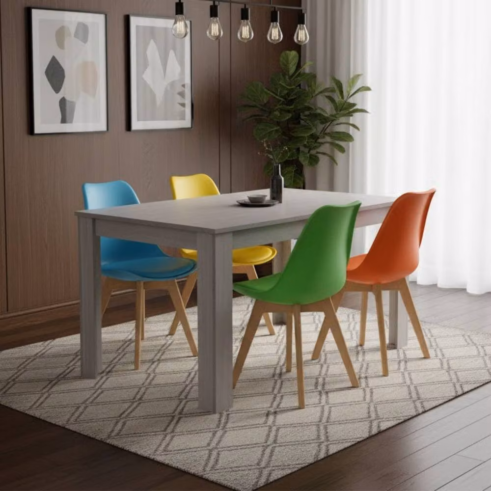 KOSY KOALA Grey Modern Dining Set with Rectangular Table and 4 Chairs, W/D/H: 80 x 80 x 75 cm – 2