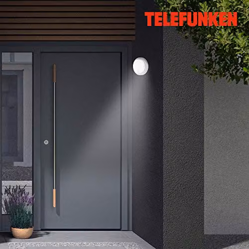 Telefunken LED Outdoor Wall Light with Motion and Dusk Sensor, Silver, Diameter: 17 cm – 2