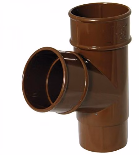 FloPlast 68mm Round 67 Degree PVC Downpipe Branch, Brown