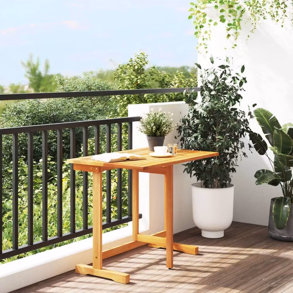 Berkfield Home Folding Balcony Table in Brown Solid Acacia Wood, W/D/H: 90 x 60 x 72 cm – 3