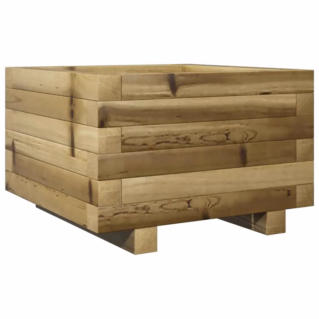 Berkfield Brown Impregnated Wood Pine Garden Planter W: 40 cm, D: 40 cm, H: 26.5 cm – 2
