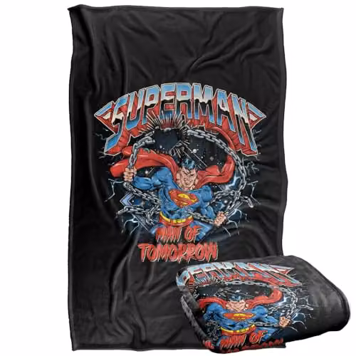 Warner Bros. Superman Rock Band Silky Touch Super Soft Fleece Throw Blanket, Multicolour, W: 91.44 cm x D: 91.44 cm
