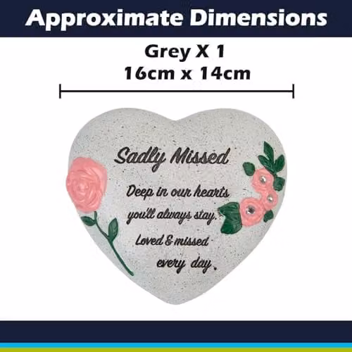 VFM e-Store Memorial Flower Pot Ornament in Grey, W: 16 cm, D: 14 cm, H: 7 cm – 2